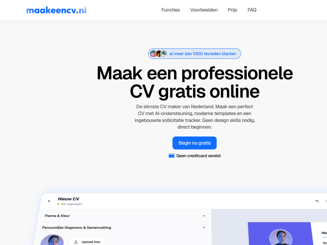 MaakEenCV - gratis CV-maker, SaaS platform gebouwd door Drijfveer